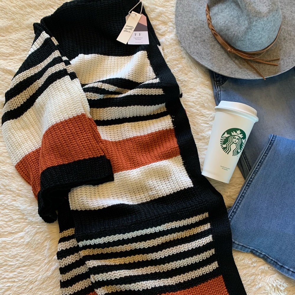 New Cozy Stripped Long Cardigan Sweater Coat - Picture 6 of 8